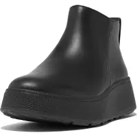 FitFlop F-Mode Leather Flatform Zip Ankle Boots - Black - 38