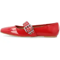 Bianco Biarose Karré Mary Jane Flat Faux Leather - Red - 38