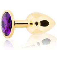 Sustainable Pleasure Metal Butt Plug Gold/Purple Small
