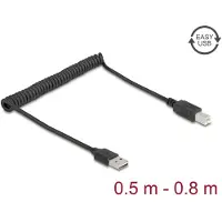 DeLOCK 90130, 0,8 m, USB A, USB A, USB 2.0, Musta