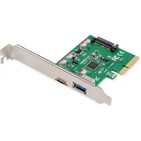 Digitus DS-30225, PCIe, USB 3.2 Gen 2 (3.1 Gen 2), Full-height / Low-profile, PCIe 2.0, SATA 15-pinninen, Vihreä