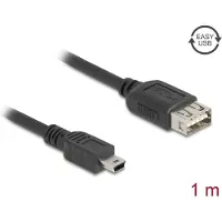 DeLOCK 81524, 1 m, Mini-USB B, USB A, USB 2.0, 0,48 Gbit/s, Musta