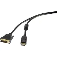 Assmann DisplayPort-kaksoislinkkikaapeli DVI-D (M) DisplayPortiin (M) 2 m valetut, mustat pyälletyt ruuvit - DIGITUS