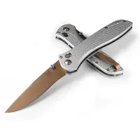 Benchmade 710FE-24 Flat Earth PVD CPM-S90V, Gray Aluminum pocket knife