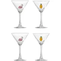 Bloomingville Misa cocktail-lasi 17 cl 4 osaa Clear-flamingo, clear-pineapple