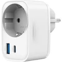 Gembird 20W USB fast charger (USB-A + USB-C) with AC outlet, PD 3.0 / QC 3.0 white