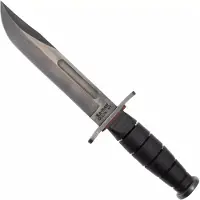 Ka-Bar State &amp; Union Dogshead Red Spacer SU6417DH, Gun Blued 1095CV, Stacked Leather, fixed knife
