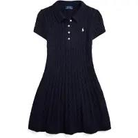 Ralph Lauren Cable-Knit Cotton Polo Sweater Dress - Navy - 132-140