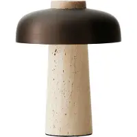 Audo Copenhagen Reverse kannettava pöytävalaisin 24,5 cm Travertine-bronzed aluminium