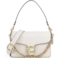 Coach Soft Grain Leather Chain Tabby Shoulder Bag With Chain - Cream - ONE SIZE