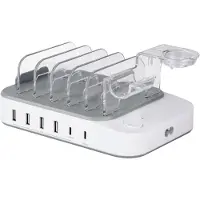 Deltaco USB charging station, 4x USB-A, 1x USB-C 2.4A, 1x USB-C PD 20W