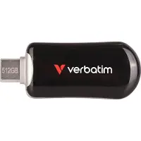 Verbatim 30227, 512 GB, USB Type-C, 3.2 Gen 1 (3.1 Gen 1), 100 MB/s, Ilman suojusta, Musta