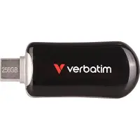 Verbatim 30226, 256 GB, USB Type-C, 3.2 Gen 1 (3.1 Gen 1), 100 MB/s, Ilman suojusta, Musta