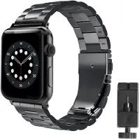 CaseOnline Rannekoru ruostumatonta terästä Apple Watch 6 (44mm) - musta