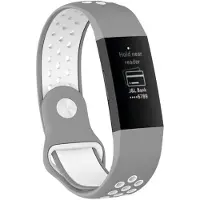 CaseOnline EBN Sport Rannekoru Fitbit Charge 3 - Harmaa / valkoinen