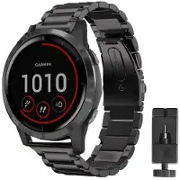 CaseOnline Rannekoru ruostumatonta terästä GARMIN VivoActive 4 - musta