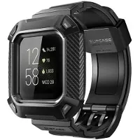 CaseOnline SUPCASE UB Pro urheilurannekoru Fitbit Sense - Musta