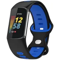 CaseOnline Twin Sport Rannekoru Armband Fitbit Charge 5 - Musta/sininen