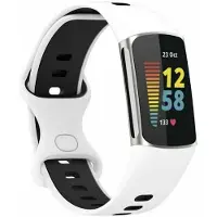 CaseOnline Twin Sport Rannekoru Armband Fitbit Charge 5 - Valkoinen/musta