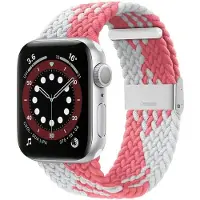 CaseOnline Punottu elastinen rannekoru Apple watch 6 (44mm) - pinkwhite