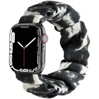 CaseOnline Scrunchie elastinen rannekoru Apple Watch 7 (45mm) - Tummanharmaa/valk