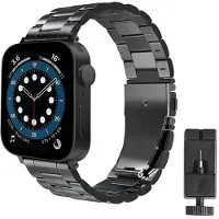 CaseOnline Rannekoru ruostumatonta terästä Apple Watch 7 (44mm) - musta
