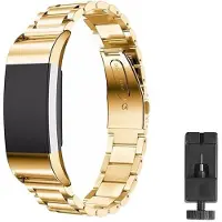 CaseOnline Rannekoru ruostumatonta terästä FITBIT Charge 3 - kulta