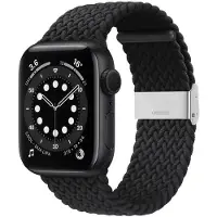 CaseOnline Punottu elastinen rannekoru Apple watch 6 (44mm) - musta