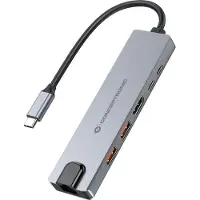 Conceptronic DONN29G, Langallinen, USB 3.2 Gen 2 (3.1 Gen 2) Type-C, 140 W, 10,100,1000 Mbit/s, IEEE 802.3ab, Harmaa