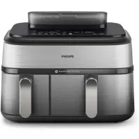 Philips 5000 Series NA555/00 airfryer tuplakorilla – hopea/teräs, käytetty