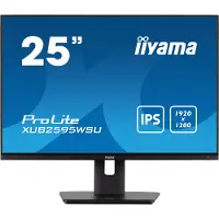 Iiyama Näyttö 25'' IPS 4ms 16:10 1920x1200 VGA HDMI DisplayPort HUB USB (2x2.0) 15cm korkeus säädettävä jalusta Käännettävä / XUB2595WSU-B5