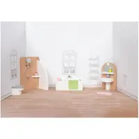 Goki Wooden Doll Furniture Bathroom 10 pieces.