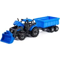 Cavallino Toys Cavallino Tractor with Loader and Trailer Dump Truck Blue Scale 1:32