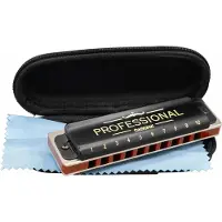 Cascha Professional Blues -huuliharppu C-avain, kotelo ja puhdistusliina, musta (HH 2025)