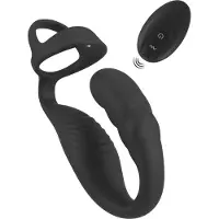 Rebel - prostate vibraattori penis- ja kivestenrengas - musta