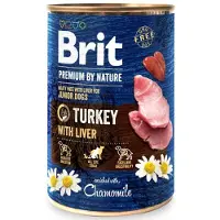Brit Premium by Nature Turkey with Liver, Koiran märkäruoka, Junior, Herkkä ruoansulatus, 400 g