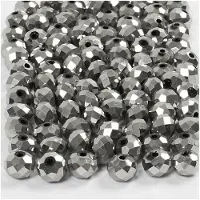 Creativ Company Faceted Beads Metallic Gray 100pcs.