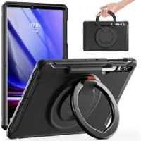 SKALO Samsung Tab S10 Plus Extra Shockproof Armor 360 Kahva/Tripod Suojakuori - Musta