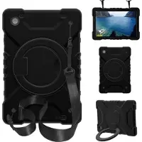 SKALO Samsung Tab A8 10.5 (2021/2022) Extra Shock Resistant Armor Rengas kuori olkahihnalla - Musta
