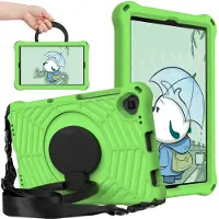 SKALO Lenovo Tab M10 FHD Plus 10.3" Extra Shock Resistant Armor Spider Mesh kuori olkahihnalla - Vihreä