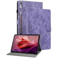 SKALO Lenovo Tab P12 Cute Tiger PU-nahkainen Lompakkokotelo - Violetti