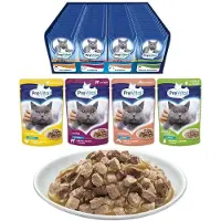 Prevital Cat Food Mix 4 Flavors Chicken, Veal, Salmon, Poultry &ndash; wet cat food &ndash; 96 x 100 g