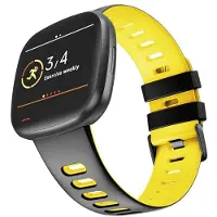 CaseOnline Twin Sport Rannekoru Armband Fitbit Versa 3 - Musta/keltainen