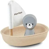 PlanToys Purjevenetiiviste - Kylpylelu - Vesilelu Lasten - Kylpylelu Vauva 1-vuotiaasta alkaen - Setti, jossa purjevene ja irrotettava sinetti