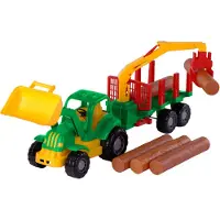 Cavallino Toys - Tractor with Trailer and Wood 61cm