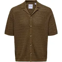 Only & Sons Onsthiago Ovz 7 Ss Resort Crochet Shirt - Brown - L