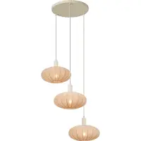 QAZQA Japandi-riippuvalaisin beige kangasvarjostimella, 3 lamppua - Bida