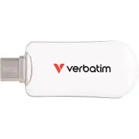 Verbatim 30228, 64 GB, USB Type-C, 3.2 Gen 1 (3.1 Gen 1), 100 MB/s, Ilman suojusta, Valkoinen