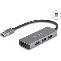DeLOCK – 4 Port USB 5 Gbps Hub with USB Type-A connector – USB Type-A ports on the side (63171)
