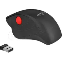 DeLOCK 12598, Oikeakätinen, Vaakasuuntainen muotoilu, Bluetooth + USB Type-A, 1600 DPI, Musta, Punainen